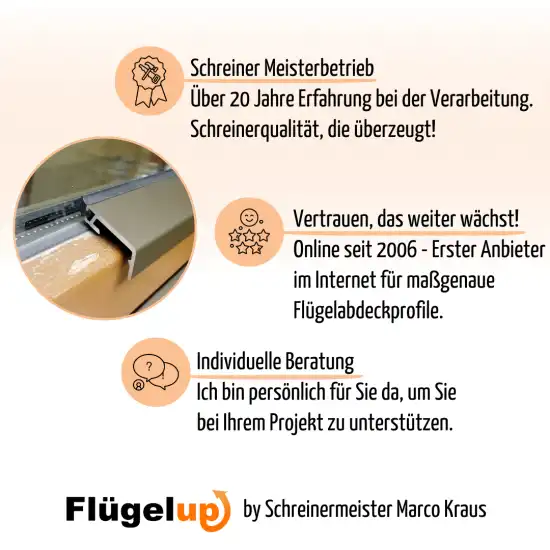 Flügelup XS - Flügelabdeckprofil für schmale Falztiefen