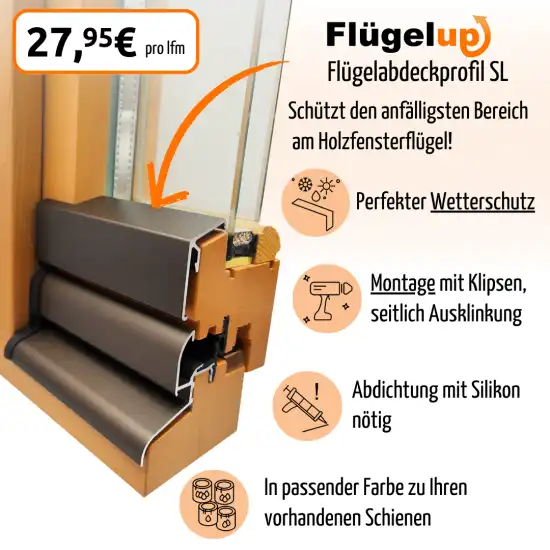 Flügelabdeckprofil SL für Holzfenster